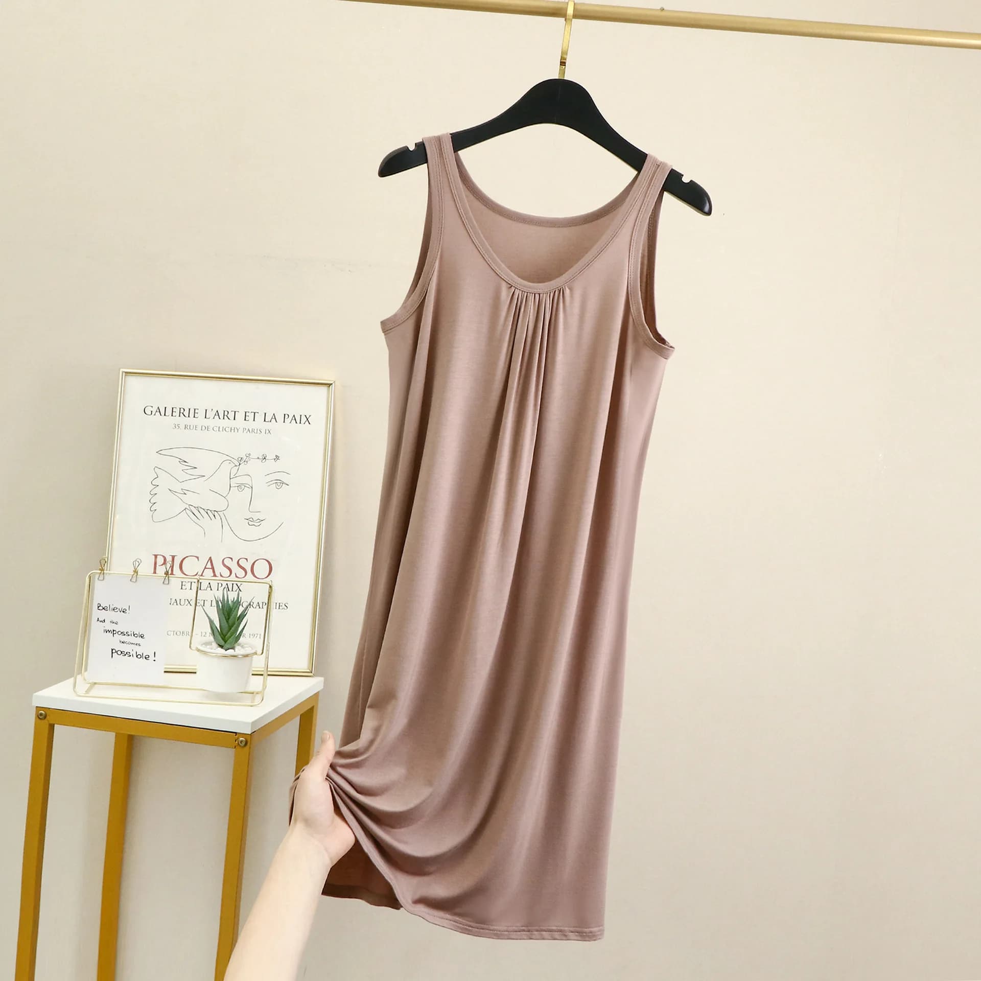 Grande taille chemises de nuit décontracté femmes vêtements de nuit sans manches gilet robe de nuit 