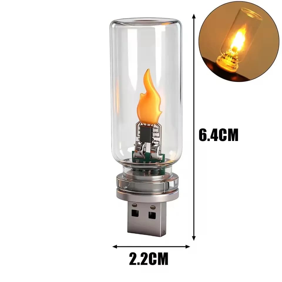 Lampe d'ambiance LED à effet de flamme de cheminée, lampe de chevet portable créative à effet de fla