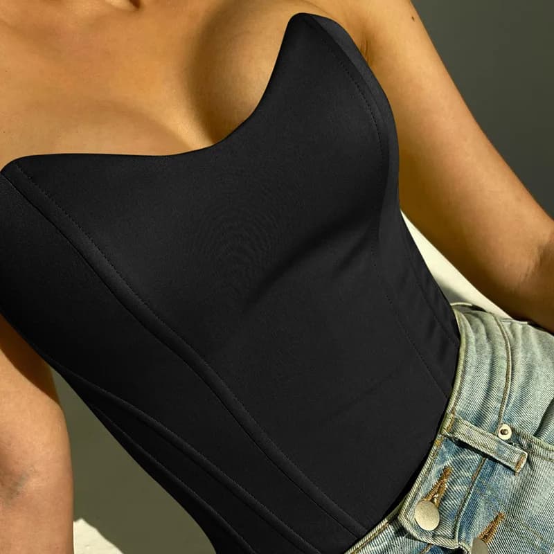 Corset élastique ajouré en dentelle, camisole transparente sans manches en dentelle, bustier sexy aj