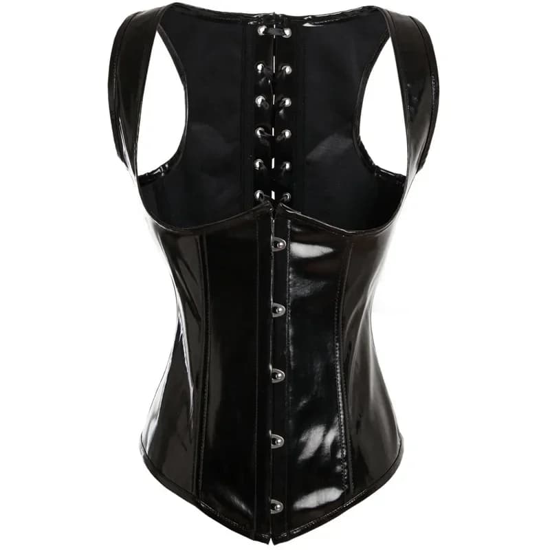 Haut Corset sous le buste en cuir avec bretelles pour femmes, Bustier gothique Steampunk, gilet Basq