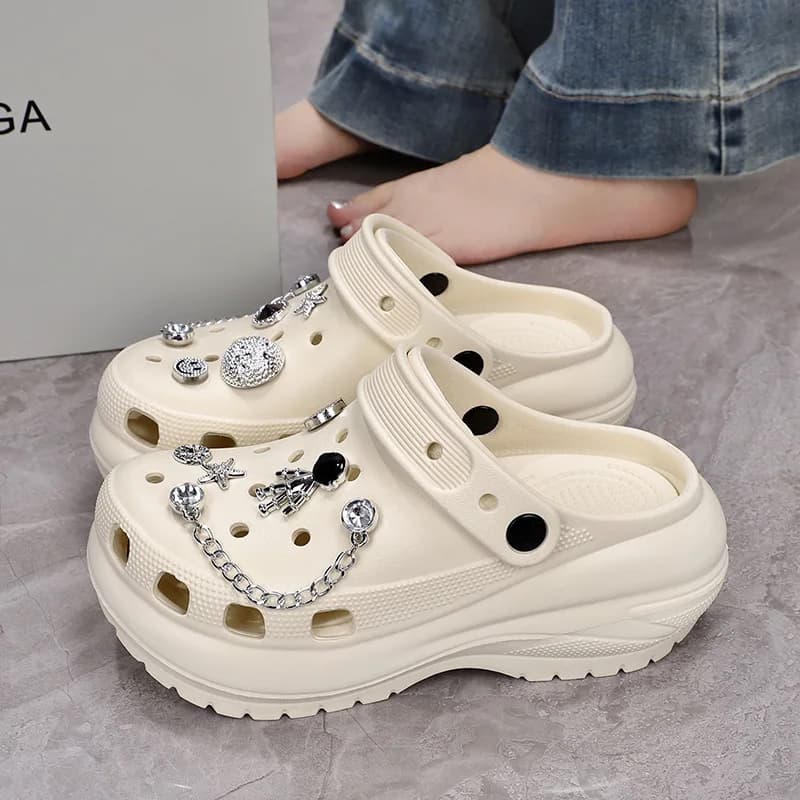 Sandales style Crocs pour femmes, motif ours en cristal, pour intérieur et extérieur, mode estivale,