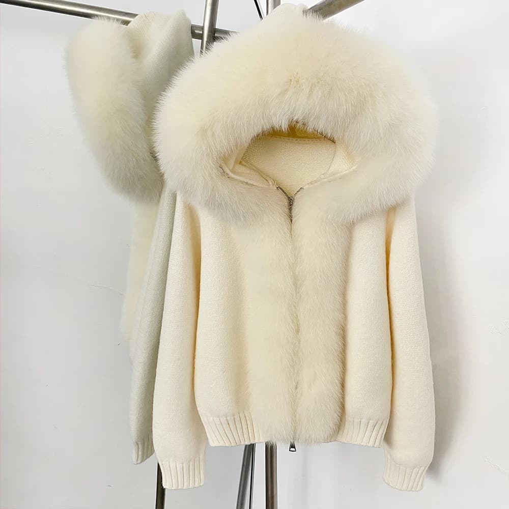 Pull de luxe orné de fourrure pour femme, collection hiver 2026 – Cardigan tricoté de haute qualité 