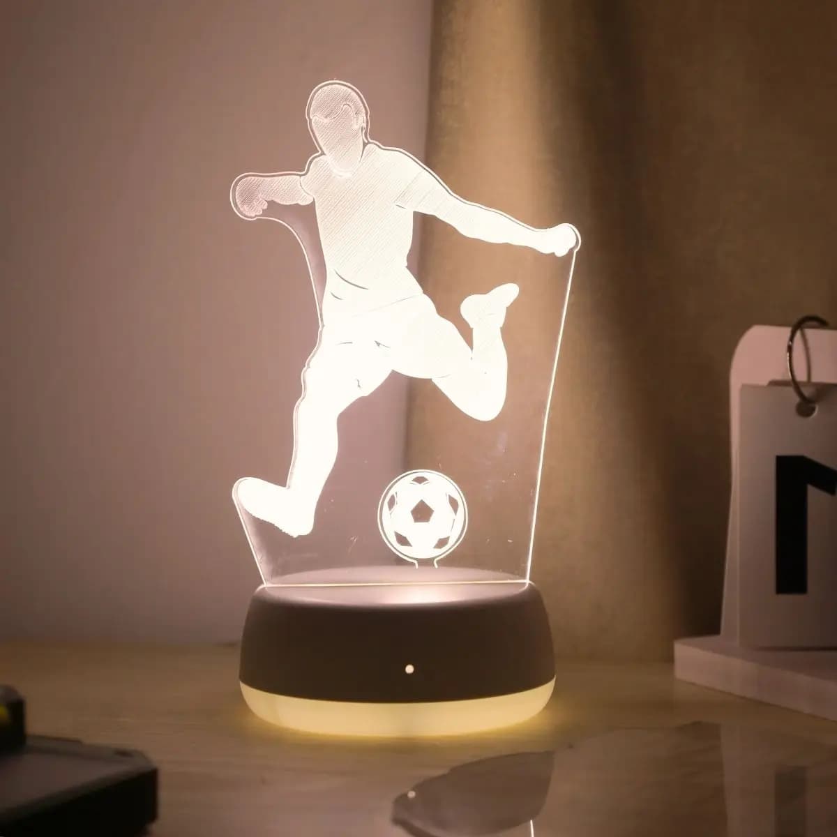 Lampe de nuit 3D créative sur le thème du football, multicolore, pour chambre, chevet, bureau, ambia