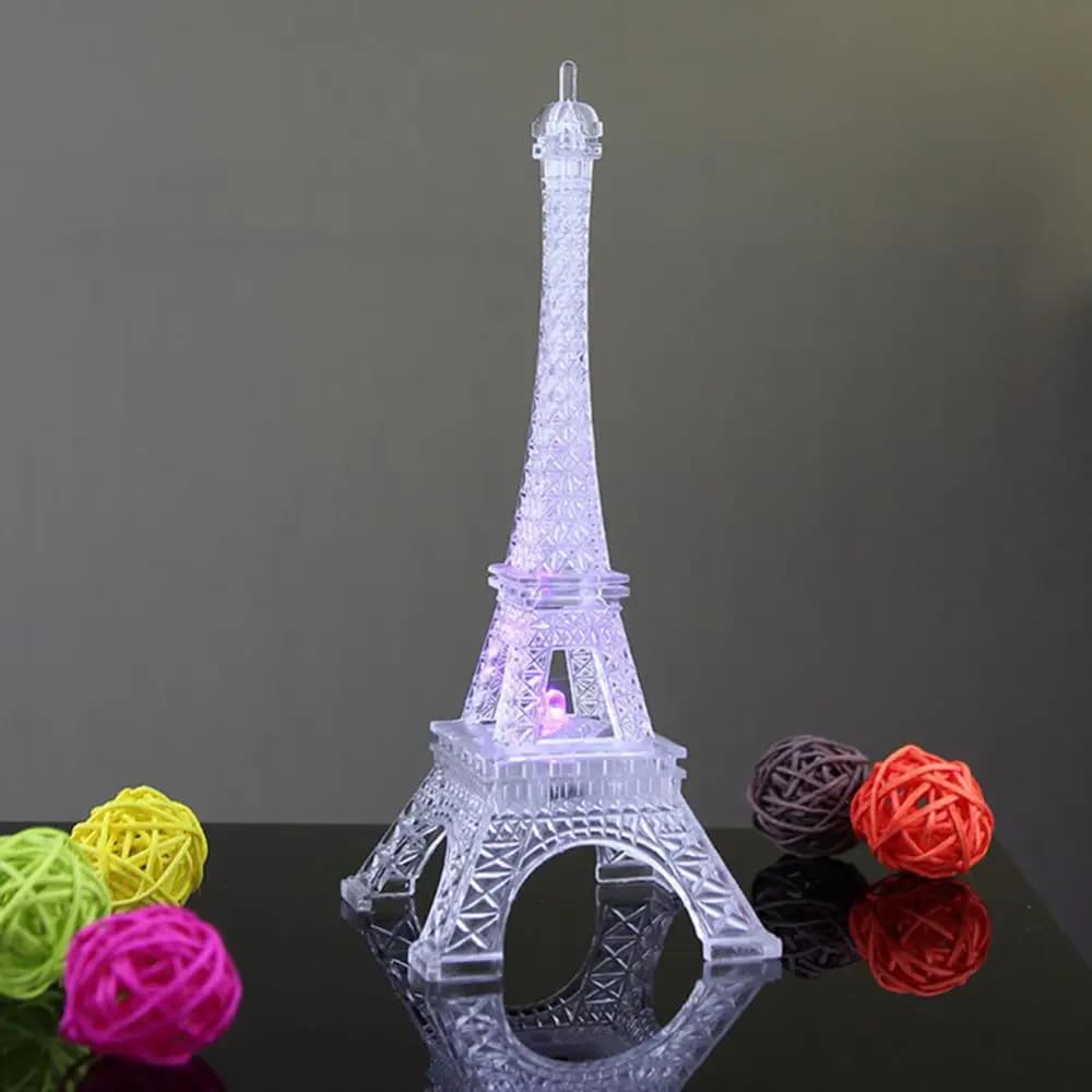 Figurines de tour Eiffel LED à couleur changeante, veilleuse romantique de Paris, décoration de la m