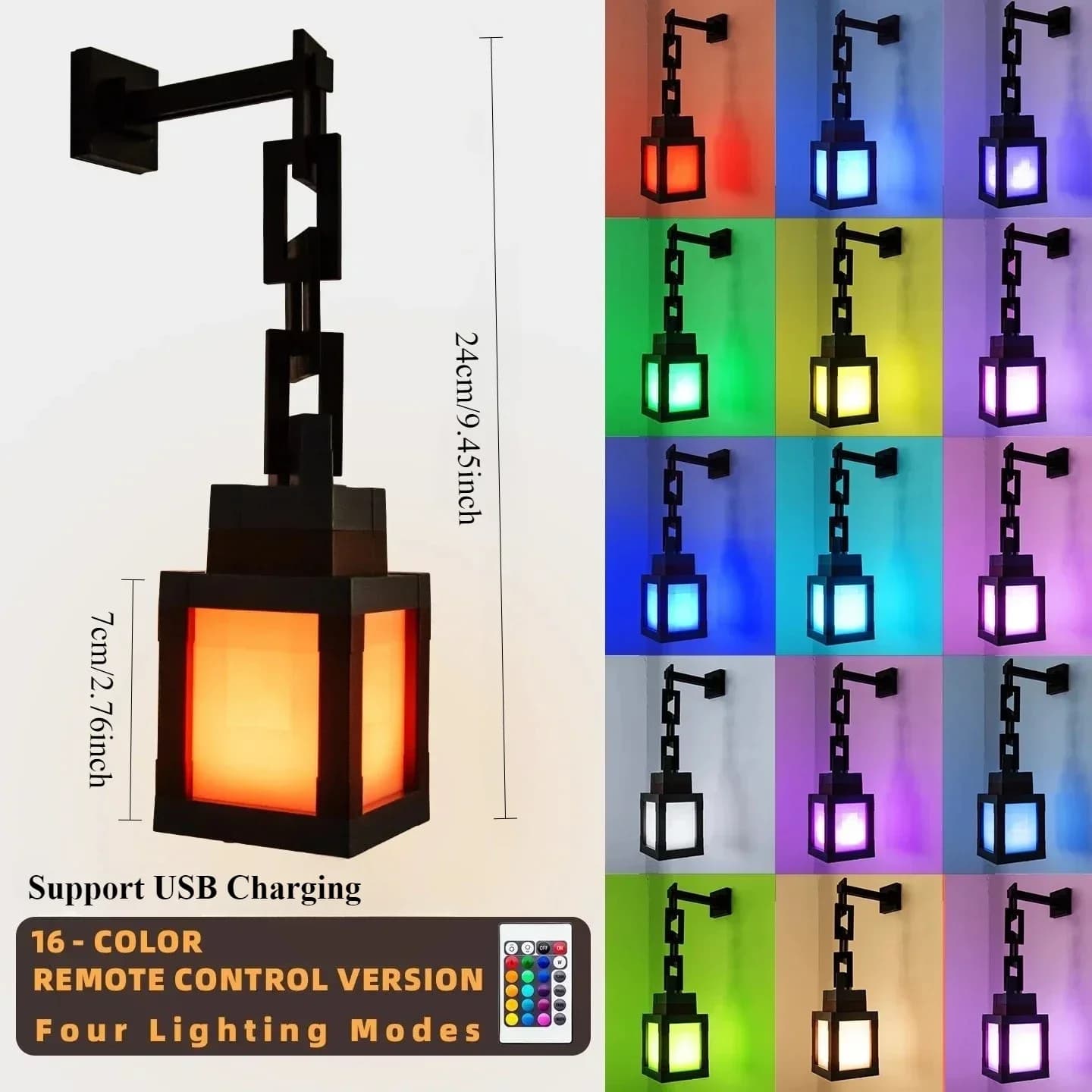 Lanterne de jeu MC, lumière de nuit, éclat orange doux, décoration officielle sous licence et lampe 