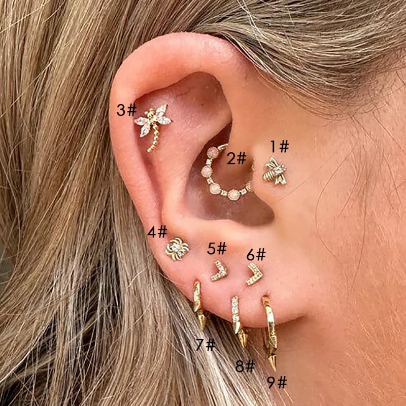 1pc Tragus Piercing boucles d'oreilles pour femmes plat en forme de V Cartilage goujon Helix conque 