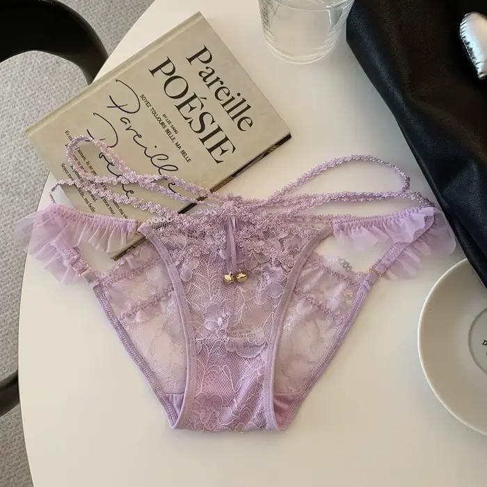 Culotte femme coton noeud ceinture dentelle caleçon femme dentelle fleur motif sous-vêtements pour f
