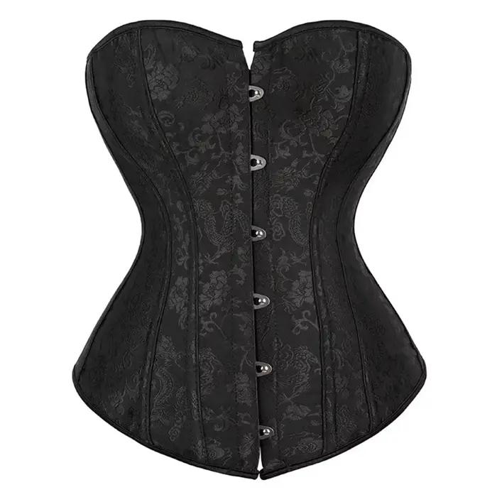 Jacquard Top Corset Bourgogne À Lacets Korset Sexy Basques Shaper Bustier Vintage Renaissance Bustie
