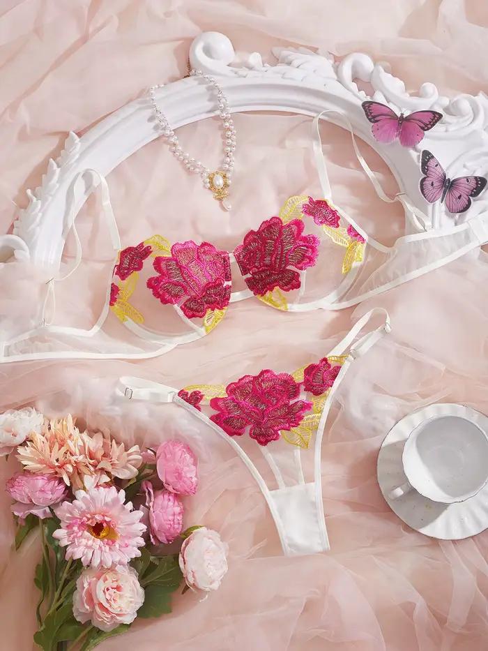 Ensemble de lingerie sexy en dentelle, soutien-gorge et culotte transparents, ensembles exotiques, s