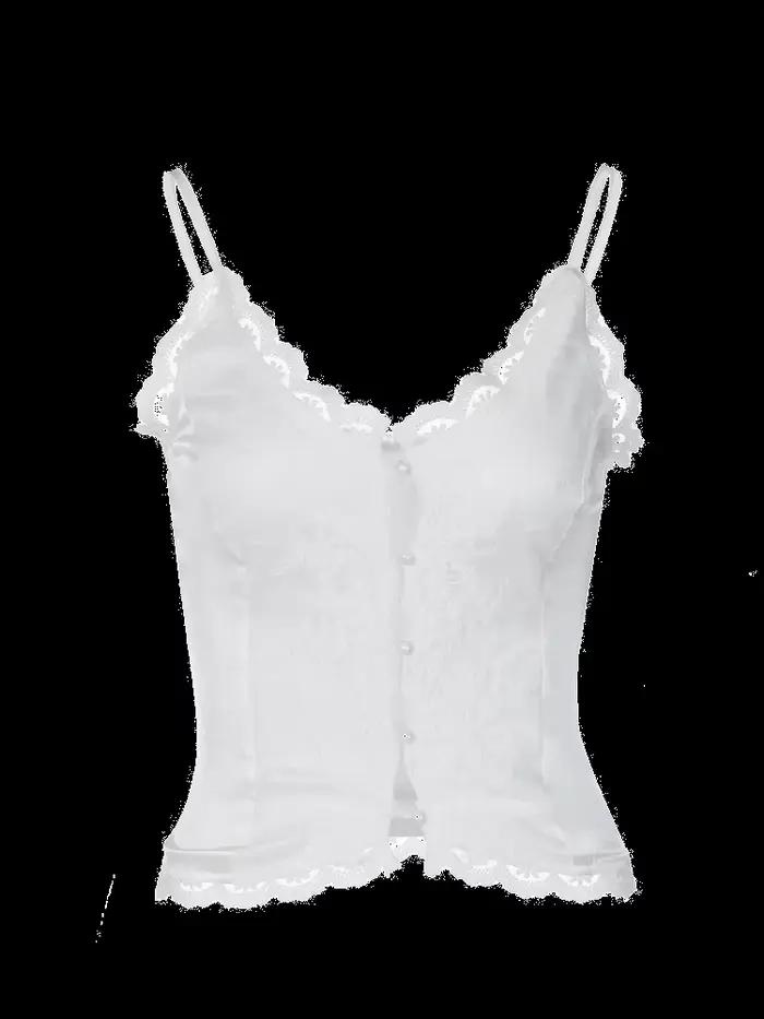 Dulzura 2023 Summer Women Solid White Lace Suspenders Satin Top Embroidery Camisole Sexy Y2K Elegant