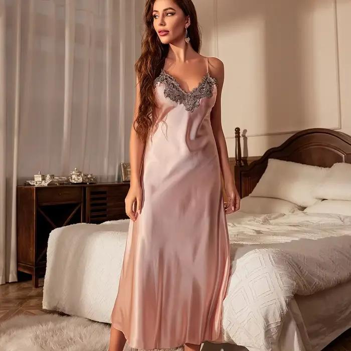 Ensemble de chemise de nuit en satin pour femme, robe longue Twinset, robe de peignoir kimono sexy,