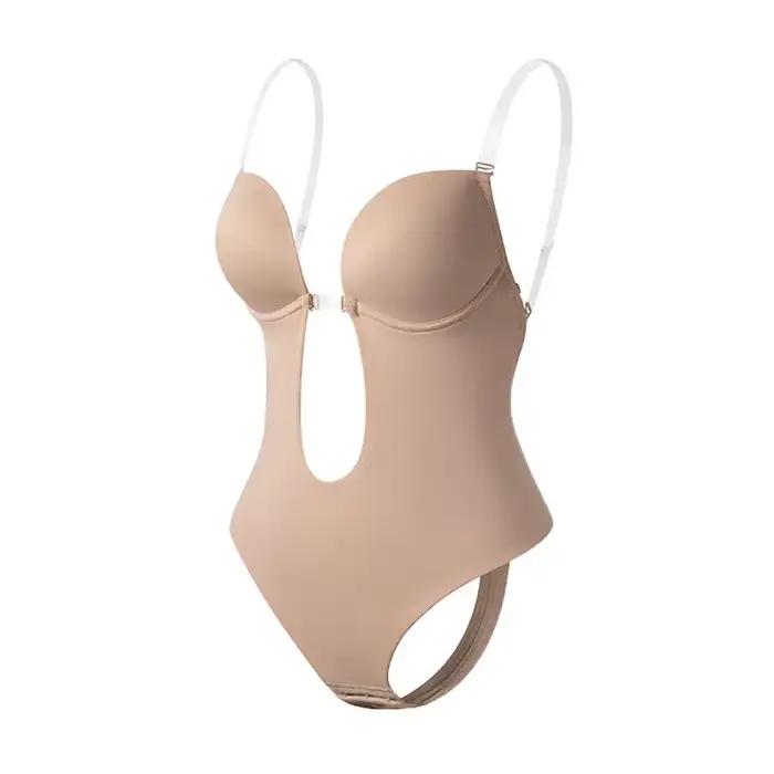 Corset Push-Up Rembourré à Bretelles Transparentes et Col en V Profond pour Femme, Sous-vêtements Do