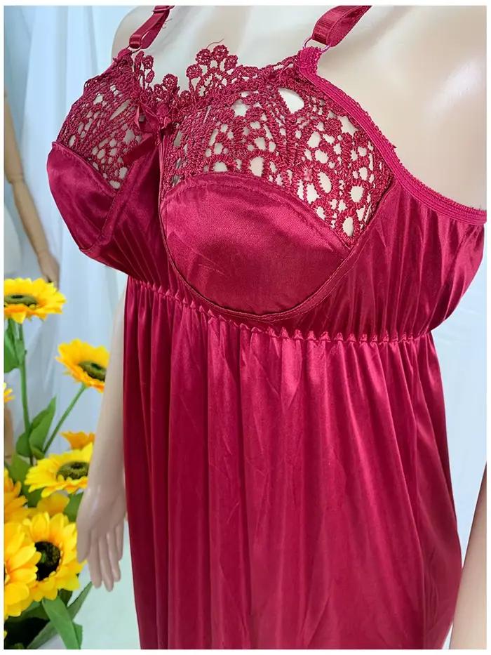 Dernières femmes africaines Sexy élégant dentelle broderie pyjamas soie confortable Sexy chemise de