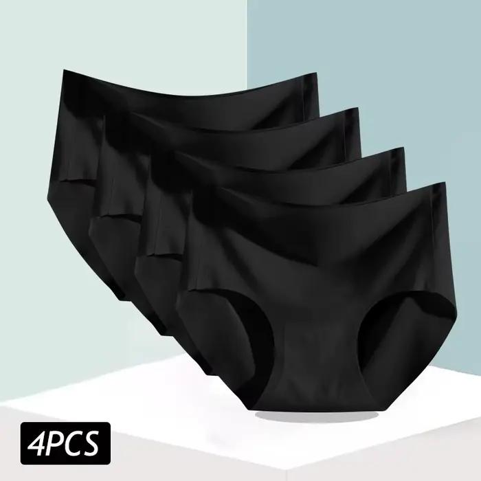 4 pièces/ensemble femmes glace soie sans couture culottes Ultra mince slips sous-vêtements respirant