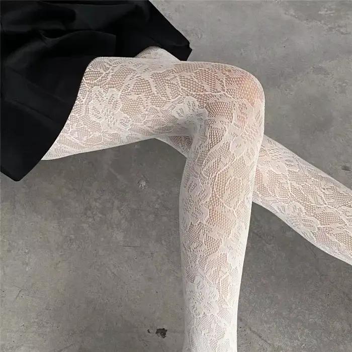 Lolita – collants floraux Style Punk pour filles, bas colorés, cuisses hautes, Lingerie Sexy pour fe