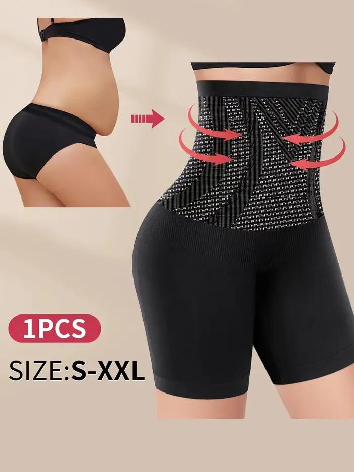 1 pièce Culotte sans couture taille haute pour femme, effet ventre plat, confortable, coupe carrée