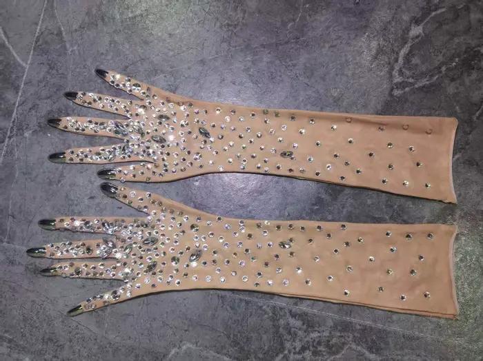 Robe de soirée de luxe sexy dos nu ajourée ornée de diamants pour anniversaire, scène, boîte de nuit