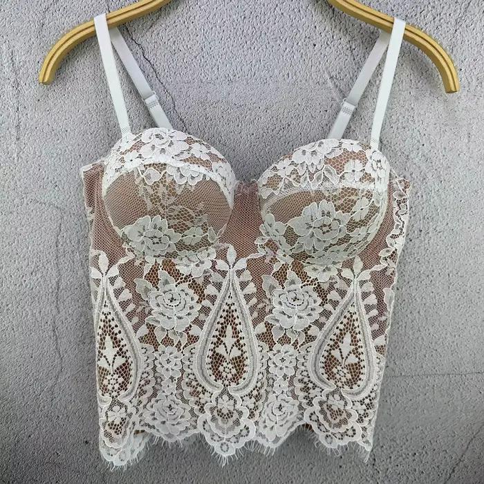 Bustier en dentelle florale élégant pour femme, corset sexy en dentelle pour femme, crop top amincis