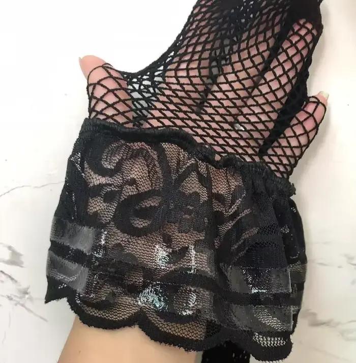 Bas de cuisse résille en maille de dentelle pour femmes, lingerie sexy, chaussettes hautes, silicone