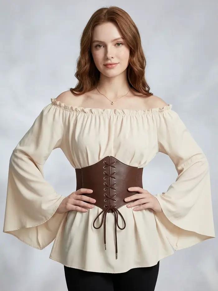 Ceinture Corset Femme Super Large en Cuir PU, Bandeau Amincissant Élastique Taille Haute Polyvalent