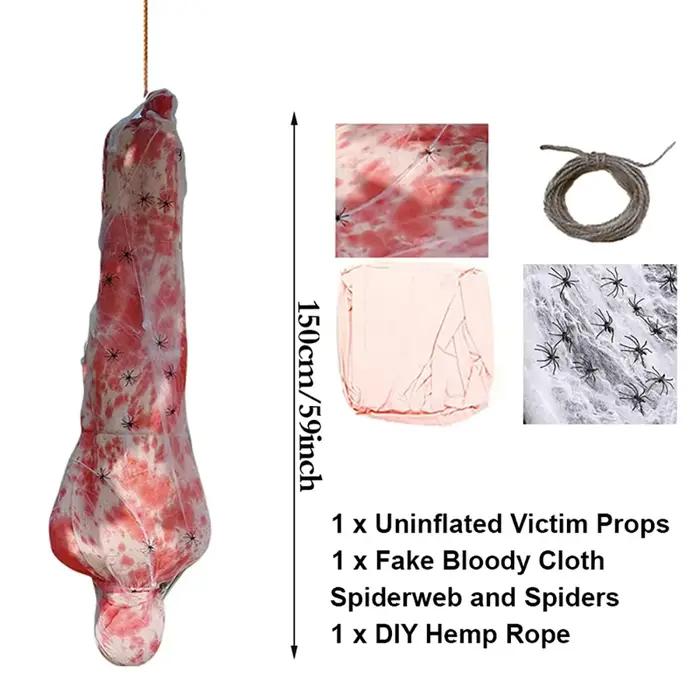 Décoration d'halloween, cadavre suspendu, accessoires effrayants pour le corps mort, cocon gonflable