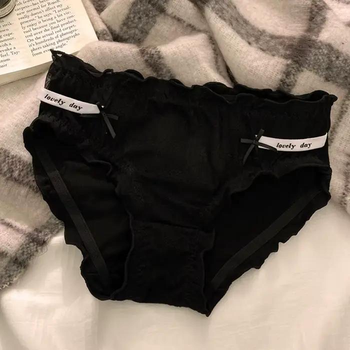 Culottes transparentes sans couture style français avec nœud en dentelle florale, taille mi-haute aj