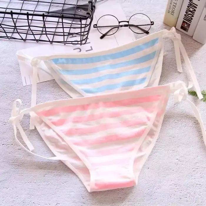 Lingerie sexy japonaise Lolita Kawaii, mini bikini rayé bleu, rose et blanc, cosplay pour adultes, s