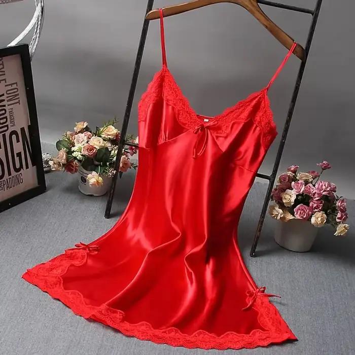 2026 Dentelle Patchwork Camisola Lingerie Nuisette De Mariage Robe En Soie Vêtements De Nuit Chemise