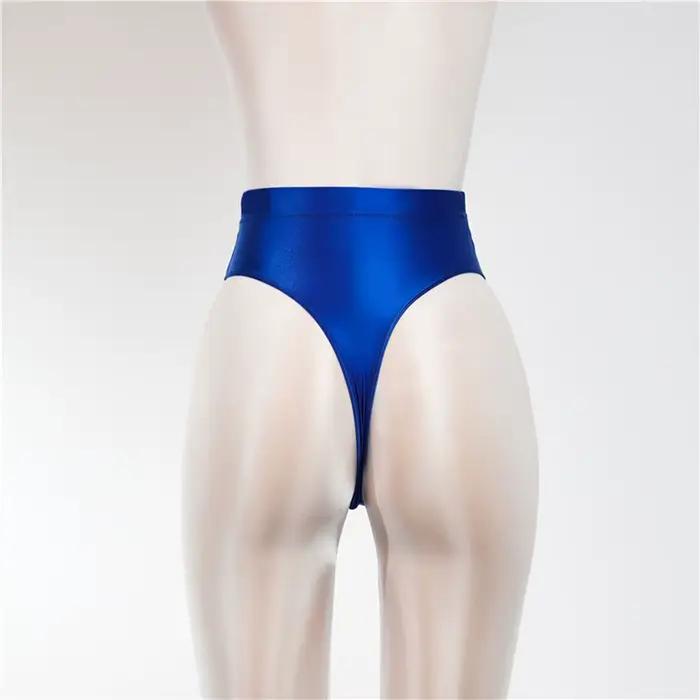 Transparent voir à travers Ultra-mince Sexy brillant string taille haute vêtements de danse femmes c