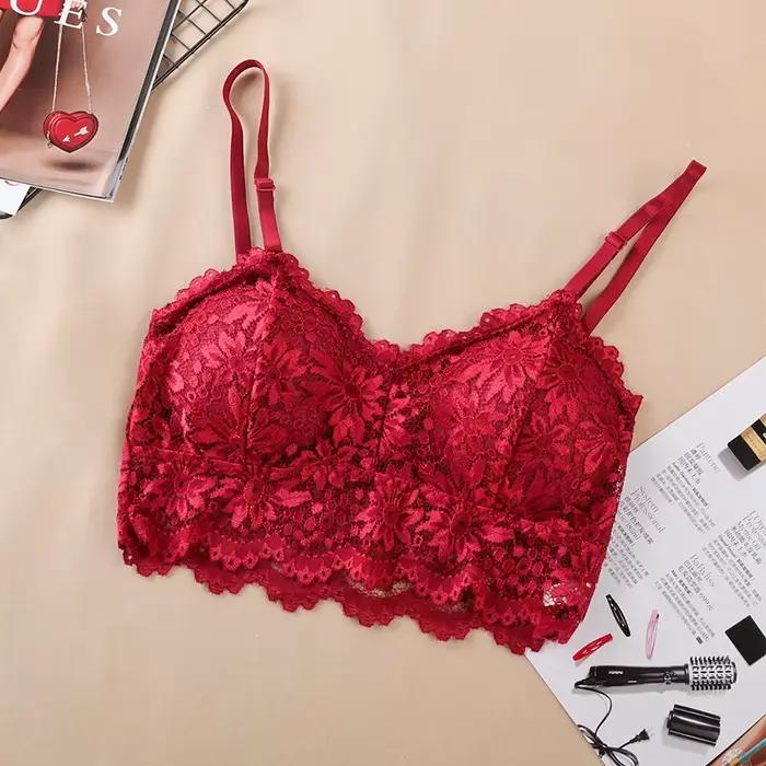 Soutien-gorge sans fil en dentelle pour femmes, Lingerie Sexy, rembourré, Push Up, brassière douce,