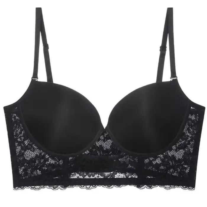Soutien-gorge Push Up femmes Sexy dentelle plongeant brassière levage profond en forme de U dos nu s