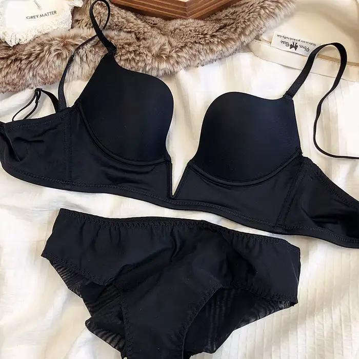 Ensemble de soutien-gorge plongeant sexy pour femme, soutien-gorge push-up sans couture, soutien-gor