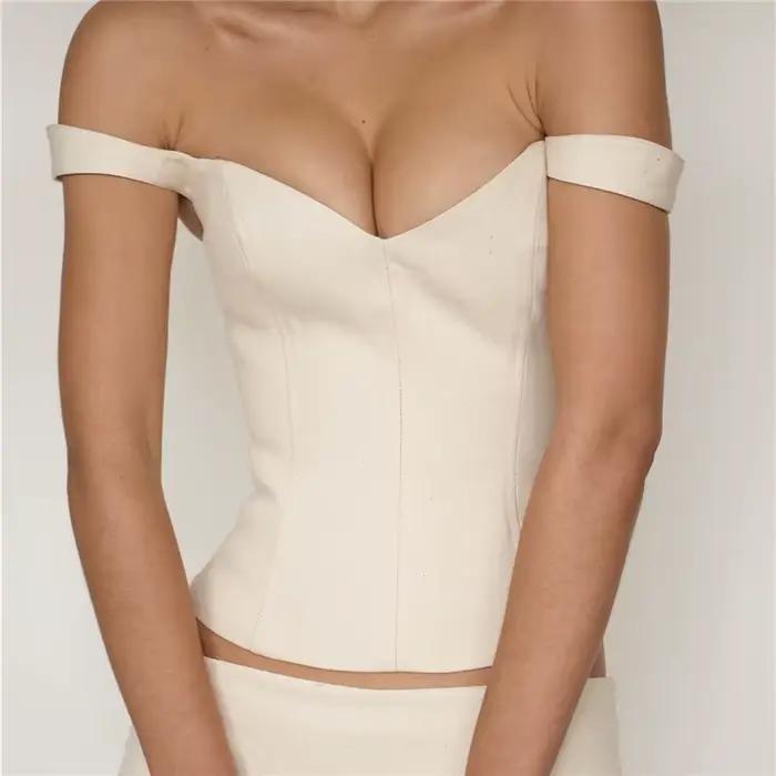 Corset sans manches élégant pour femme, en pur coton, col en V, style vintage, crop top, corset à ba