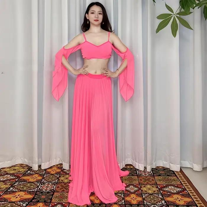 Ensemble de Costumes de danse du ventre, tenue, jupe et haut, ensemble de 2 pièces pour femmes adult