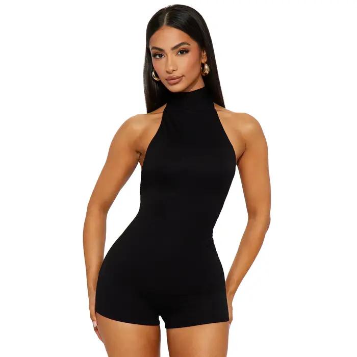 Combinaisons sexy pour femme, style 'Hot Girl', simples, polyvalentes, ajustées, dos nu, col licou,