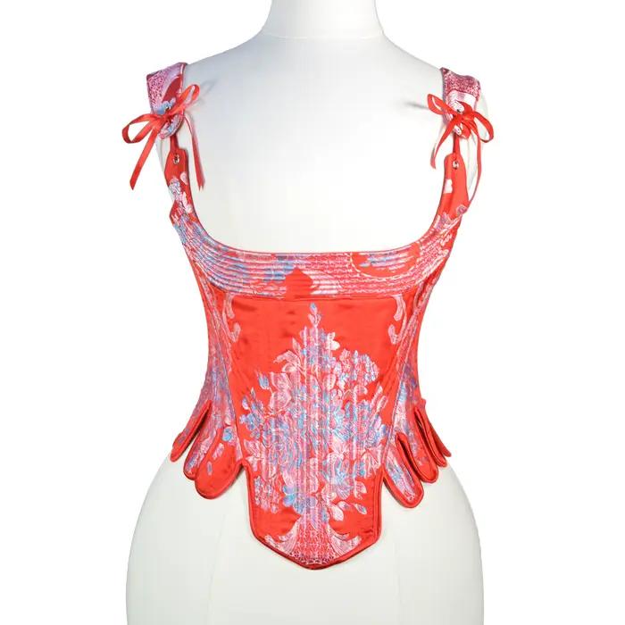 Corset Bustier pour femmes, hauts façonnant sur le buste, corsage Vintage à lacets désossé, gros nœu