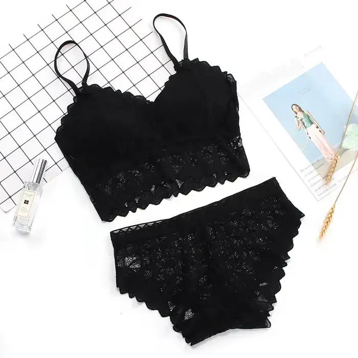 Ensemble de soutien-gorge et culotte push-up en dentelle pour femmes, lingerie sans fil, sous-vêteme
