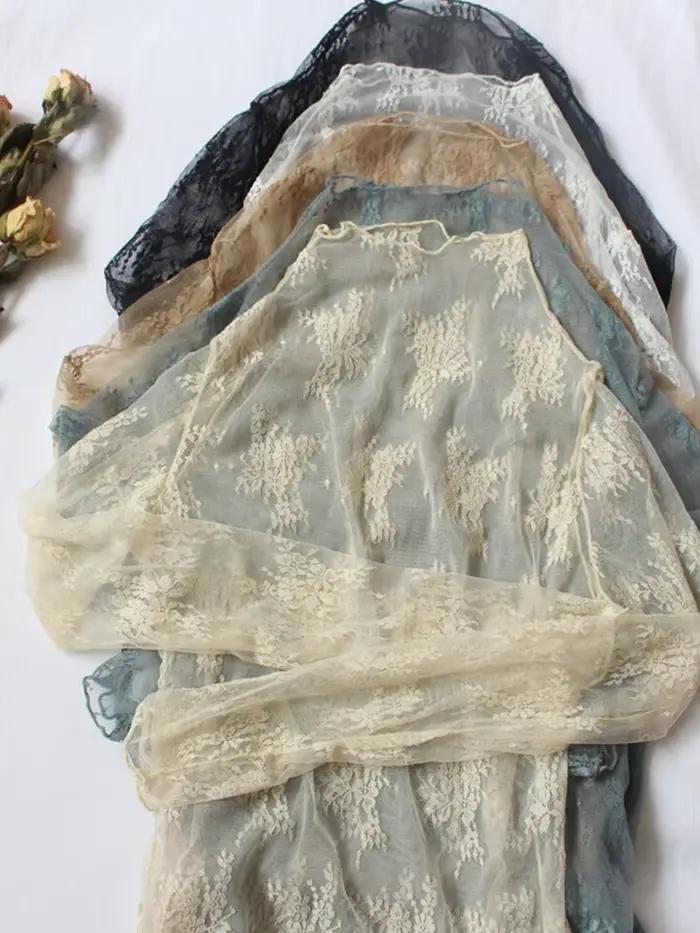 Haut intérieur en dentelle à col haut pour femmes, nouveau style d'automne et d'hiver, chemise en ma