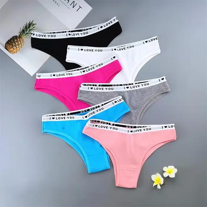 Culotte en coton avec lettres romantiques pour femme, culotte sexy pour femme, slip monochrome, culo