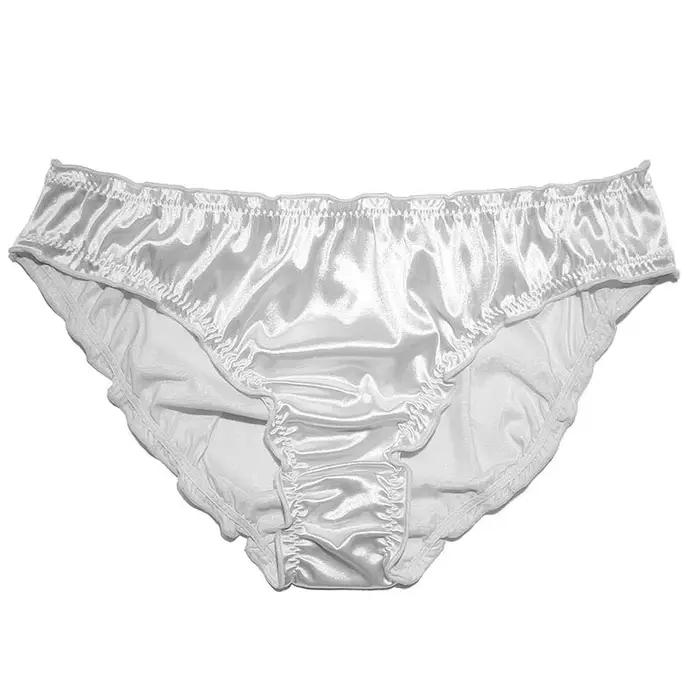 Culotte en Satin pour Femme, Taille Moyenne, à Volants, Sous-Vêtement Sexy, Confortable, Respirant,