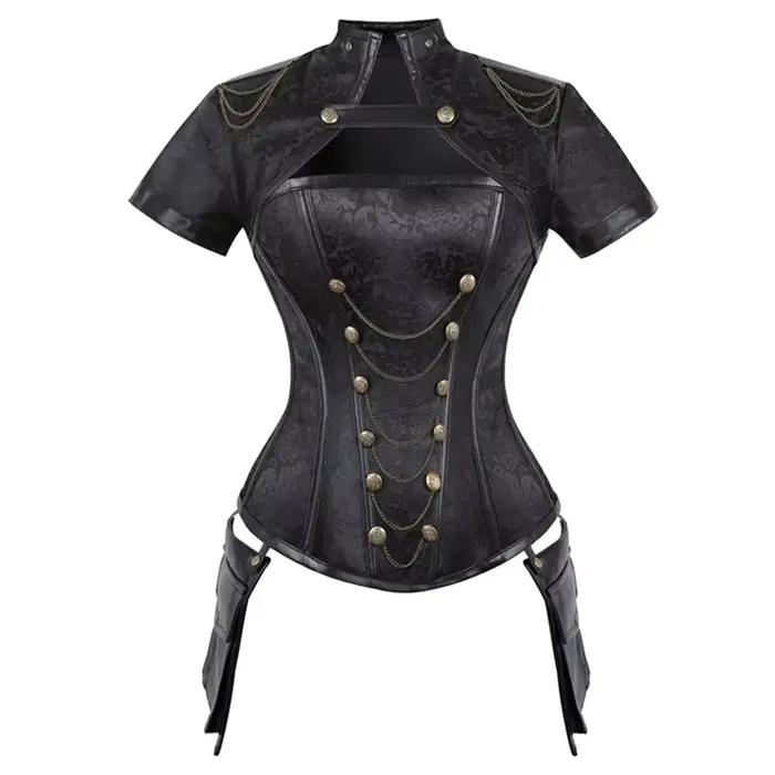 Corset rétro Steampunk Sexy Corselet Corsets et Bustiers haut rouge noir gothique Lingerie femmes co