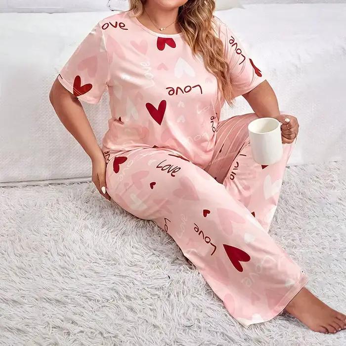 Pyjama Femme Ensemble manches courtes vêtements de nuit Femme Pyjamas Ensemble vêtements de maison E