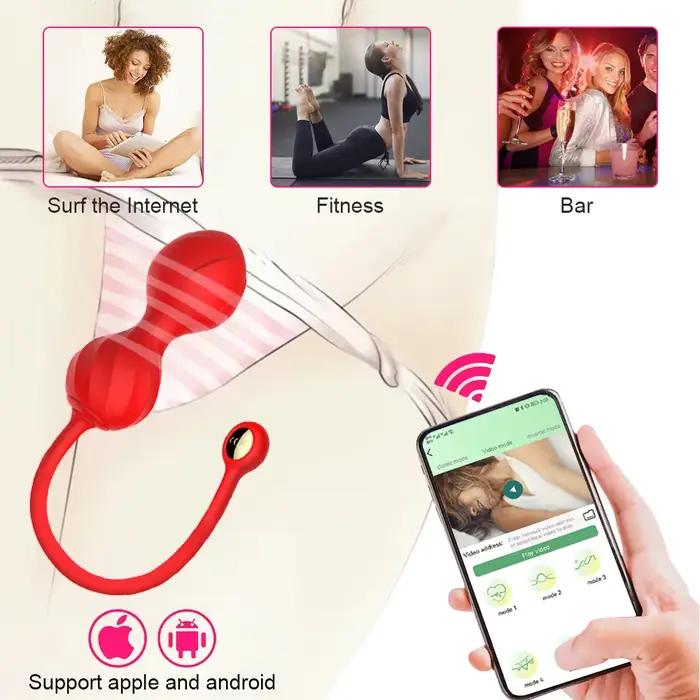 Andrea Vagina-Vibromasseur télécommandé pour femme, boule de Kegel, Bluetooth, point G, vêtements po