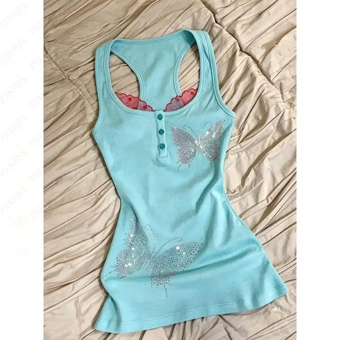 Tops Corset Esthétique Années 2000 Imprimé Papillon Y2K Camis Streetwear Vêtements Vintage Femme Ten