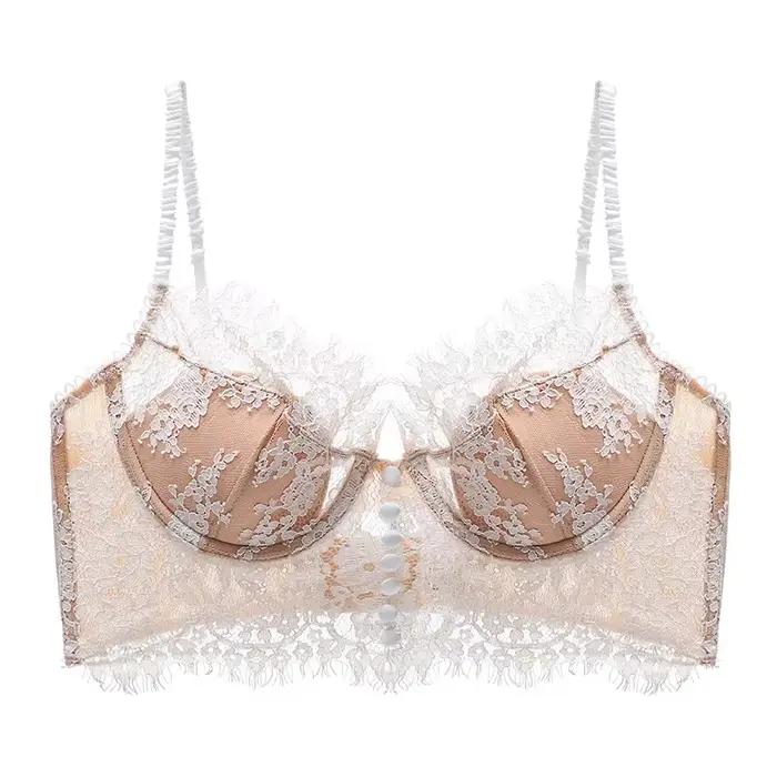 Soutien-gorge en dentelle de cils français, avec armatures, fine, en forme de U, dos nu, sexy
