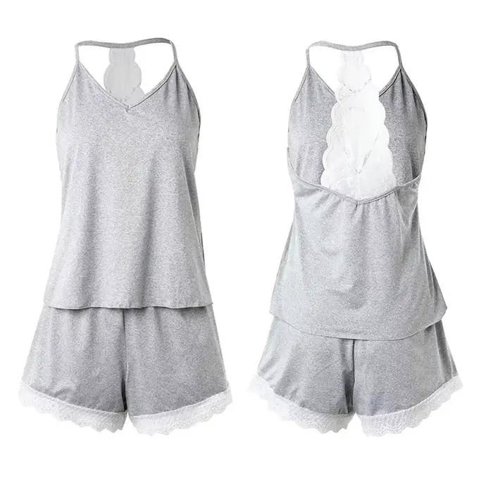 Pyjama 2 pièces en dentelle au Crochet pour femmes