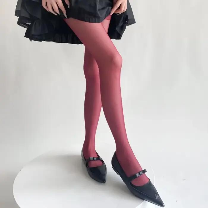 Bleu vert Ultra-mince Nylon cuisse haute bas collants femmes Sexy