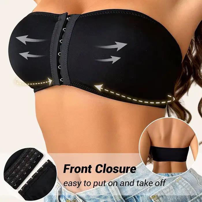 Soutien-gorge bandeau push-up sans bretelles à fermeture avant pour femme