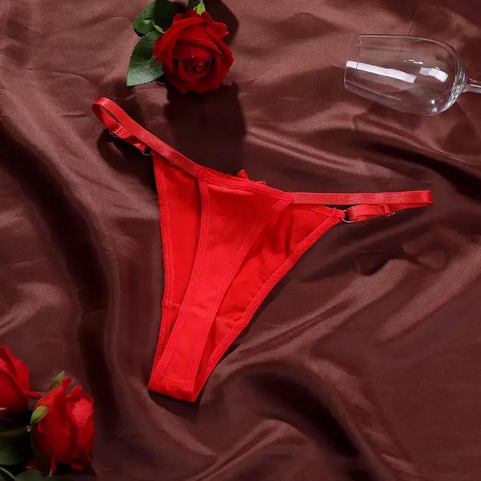 String pour femme réglable, sexy, double, fin, taille basse, scintillant, respirant, en dentelle, sous-vêtements féminins