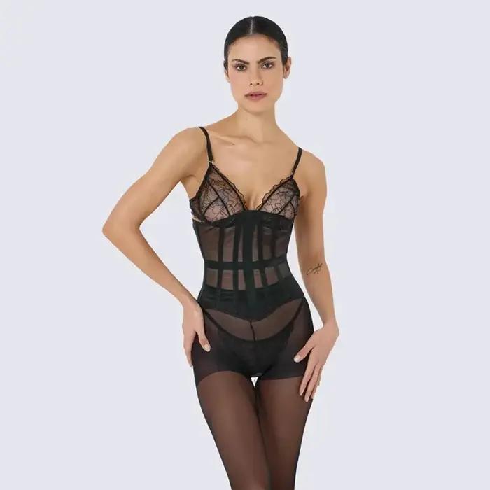 Corset en maille transparente pour femmes, sous le buste, os de poisson, entraîneur de taille, Bustier amincissant, ceinture gothique, noir et rouge